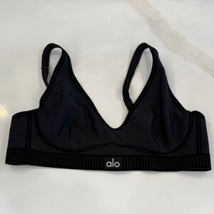 ALO Yoga Black V-Neck Light Support Sports Bra